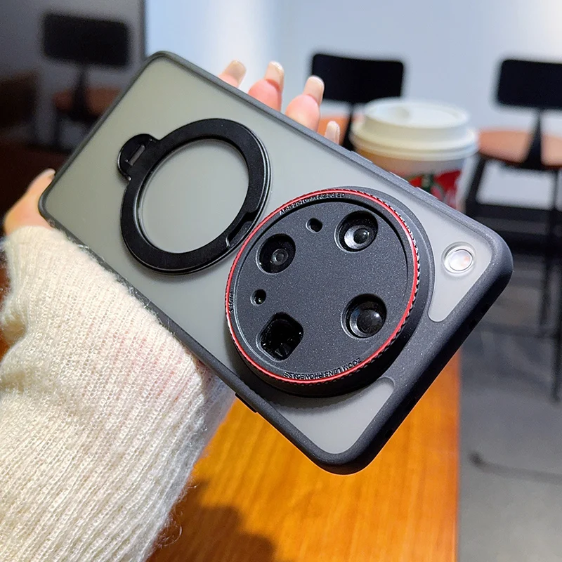 For OPPO Find X8 Ultra Case Hard Transparent Matte Shockproof Ring Stand Protective Back Cover Case For Find X8S+ X8 Pro Shell