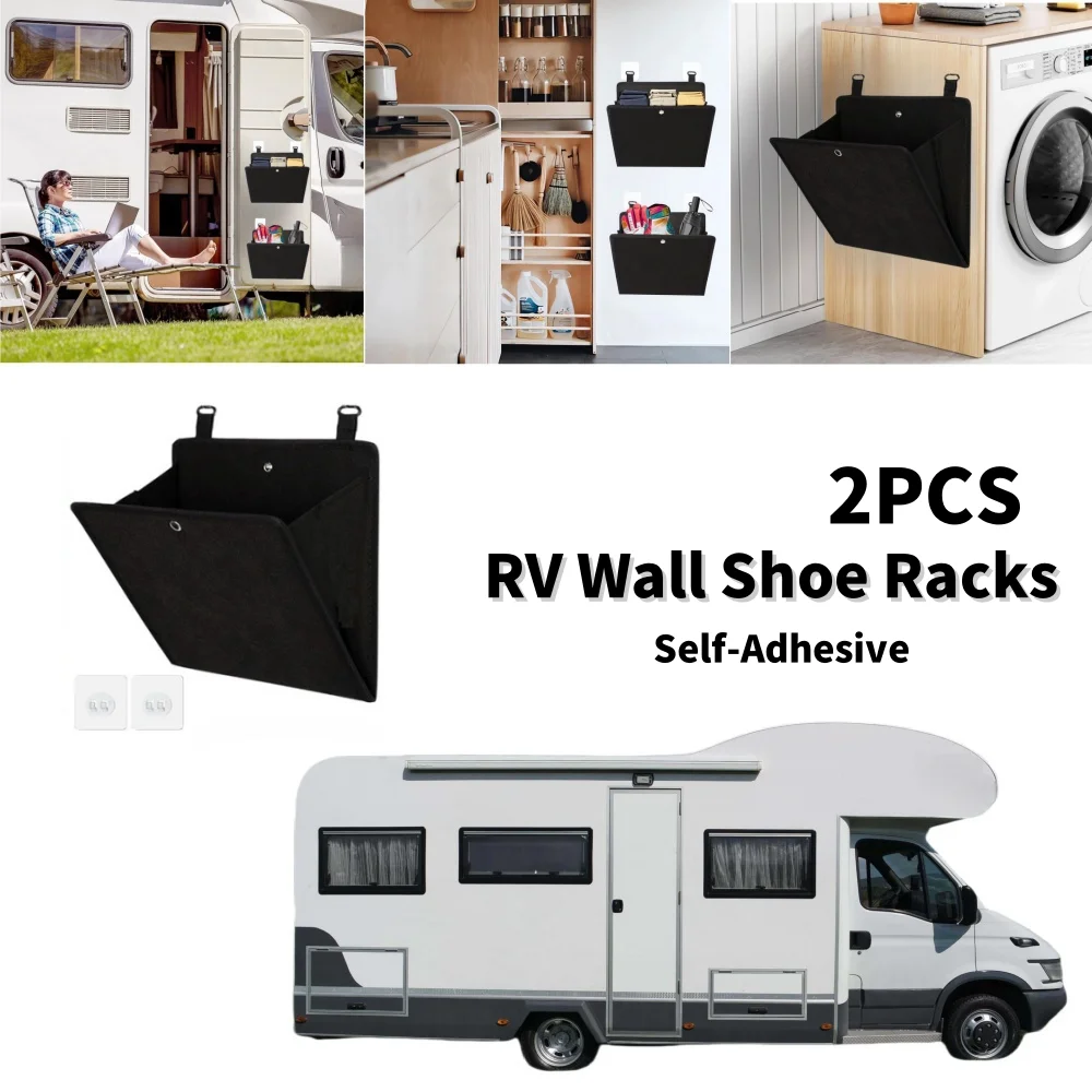 RV Multi-Function Storage Bag With 4 Self-Adhesive Hooks Wall Mounted Door Shoe Rack Organization For Caravan Camper Motorhome