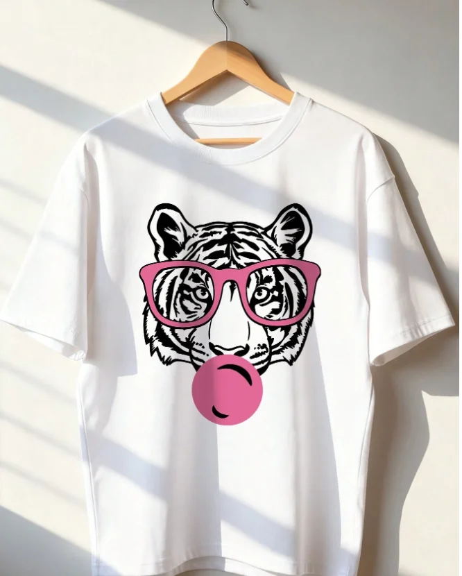 Tiger Print T-Shirt, Short Sleeve Round Neck Casual Top, Women's Wear for Summer and Spring Короткий Рукав Y2K Top T-Shirts