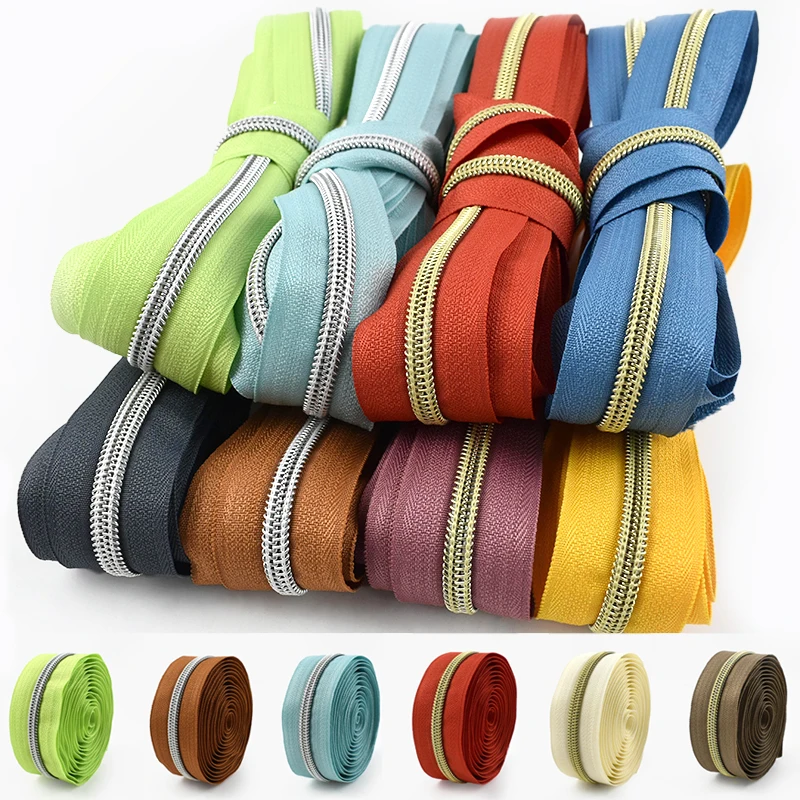 

2-20M 5# Nylon Zippers Plastic Zipper At The Meter Bag Zip Tape Coil Roll for Garment Repair Kit DIY Sewing Accessories