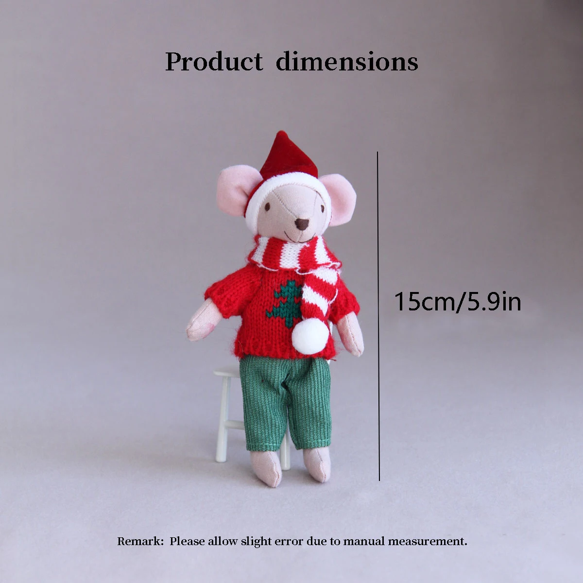 Zabawka domek dla lalek H-15 cm Świąteczna myszka z wymiennymi strojami, odpowiednia do dekoracji domek dla lalek Bjd Ob11