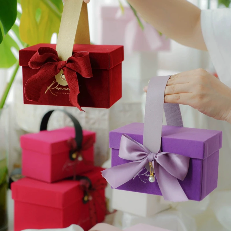 Birthday Anniversary Handheld Gifts Box Party Wedding Candy Packaging Boxs Bow Valentine's Day Mother's Day Gift Decoration Box