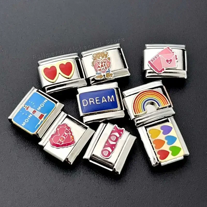 Charm Italiaanse roestvrijstalen armband DIY elastische 9 mm module splitsen liefde retro stijl voor vrouwen mannen kettingen sieraden kettingen