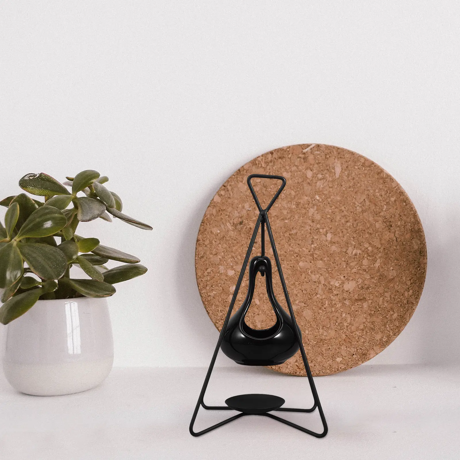1Set Desktop Wax Burner Ceramic and Iron Aroma Diffuser Burner for Scented Wax Melts Tea Light Oil Warmer Home Cafe Decoration