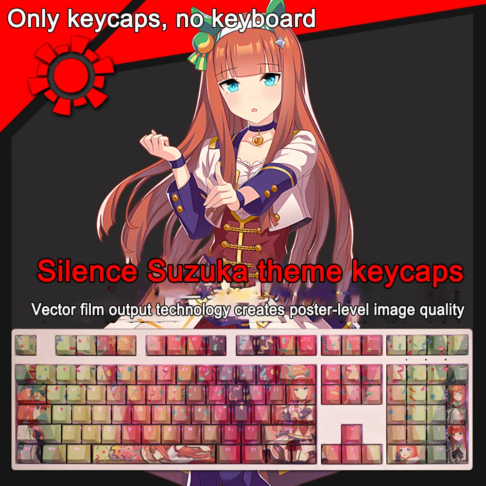 108 Keys Pretty Derby Keycaps Kitasan Black PBT Dye Subbed Cherry Backlit Keycaps Anime Key Caps For ANSI 61 87 104 108 Layout