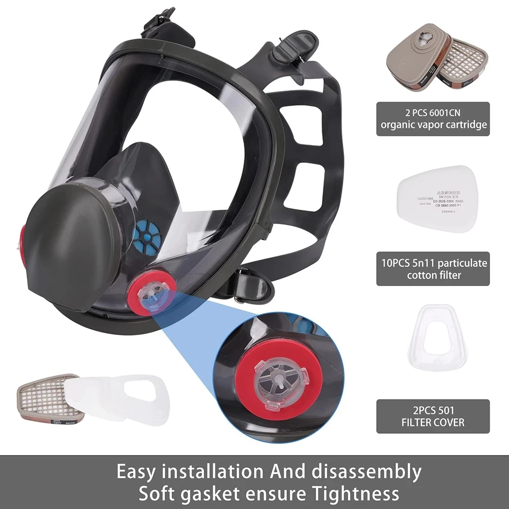 Máscara antigás completa industrial con filtro para fumigación - imagen 5