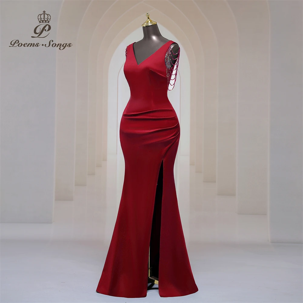 Wedding guest dresses for women shoulder beading Evening dresses robe de soiree de mariage party dress bridesmaid dresses