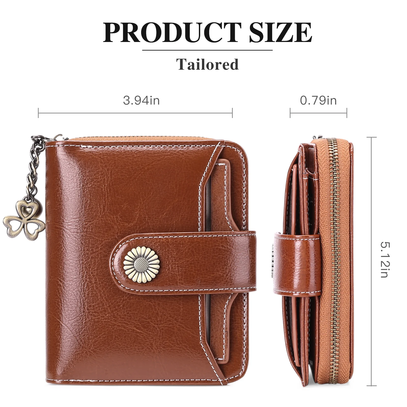 2023 New Women Genuine Leather Wallet RFID Blocking Short Multi Function Large Capacity Zipper Coin Purse Money Clip