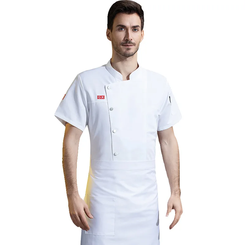 シェフ半袖作業服西洋レストランウェイター半袖夏服ベーカリーケーキショップペストリーシェフ作業服男性