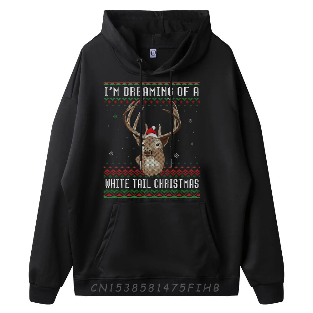 I im Dreaming Of A White Tail Christmas Deer Graphic Sweatshirts Men Oversized Men Men's Oversize Long Sleeve Illustration