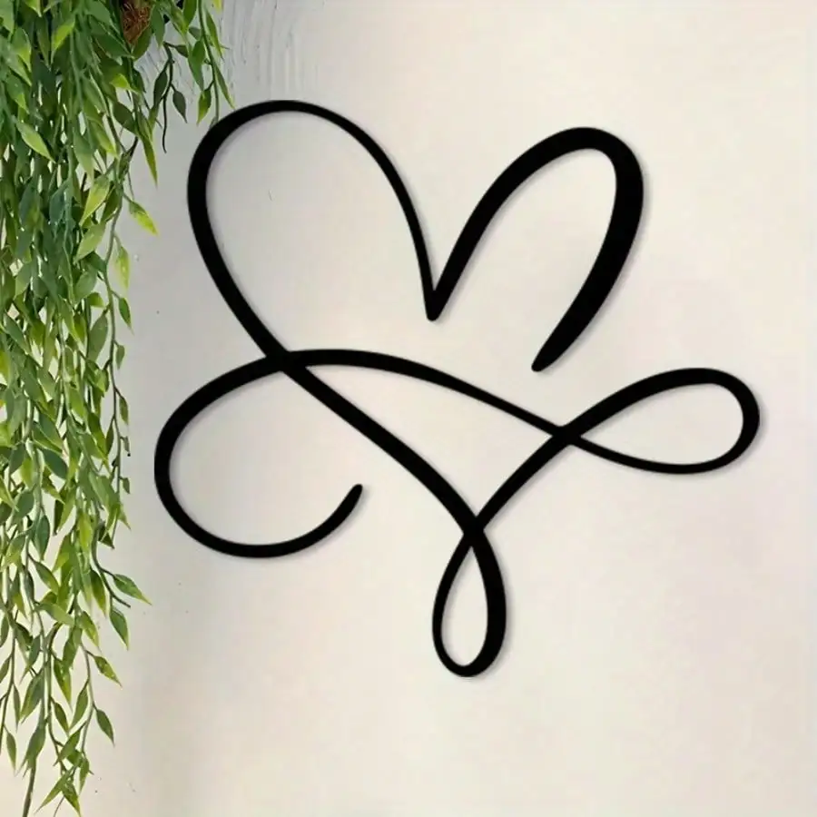 Metal Wall Art Infinity Heart Retro Iron Weather Resistant Rustic Hanging Decor for Couple Valentine Christmas Gift