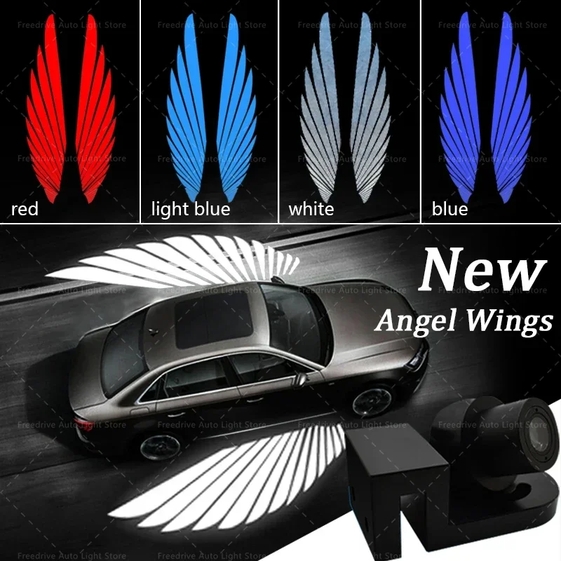 New Angel Wings Light Car Projector LED Shadow Light Welcome Lamp Auto Accessories