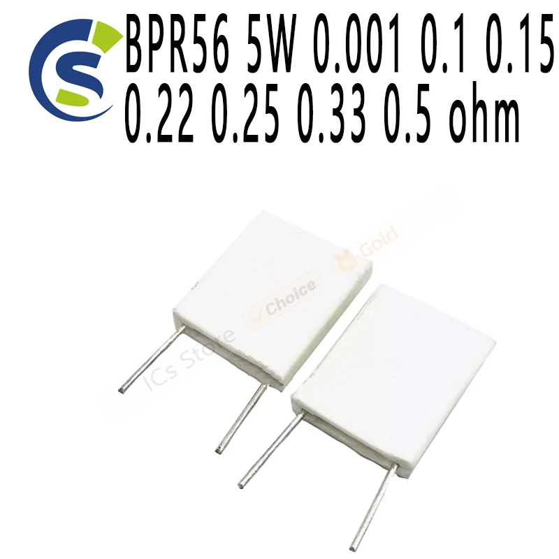 10PCS Non-inductive Ceramic Cement Resistor 0.1R 0.15R 0.22R 0.25R 0.33R 0.5R BPR56 5W 0.001 0.1 0.15 0.22 0.25 0.33 0.5 ohm 