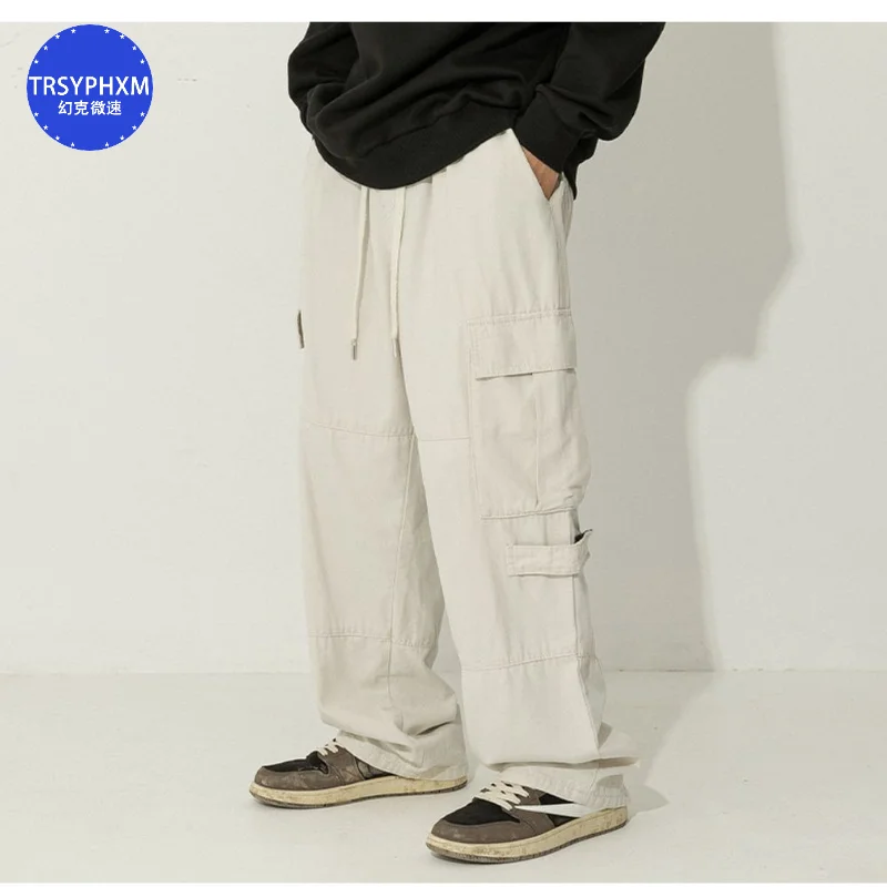 

TRSYPHXM 2024 new American style large pocket casual pants for men, autumn style loose retro versatile cotton khaki pants