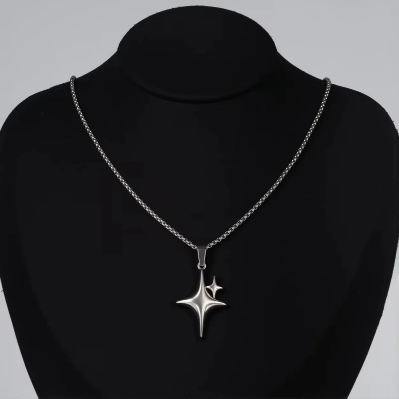 6PcsY2K Star Necklace Set Hollow Star Spiral Four Corners Star Water Diamond Star Pendant Necklace Women's Jewelry
