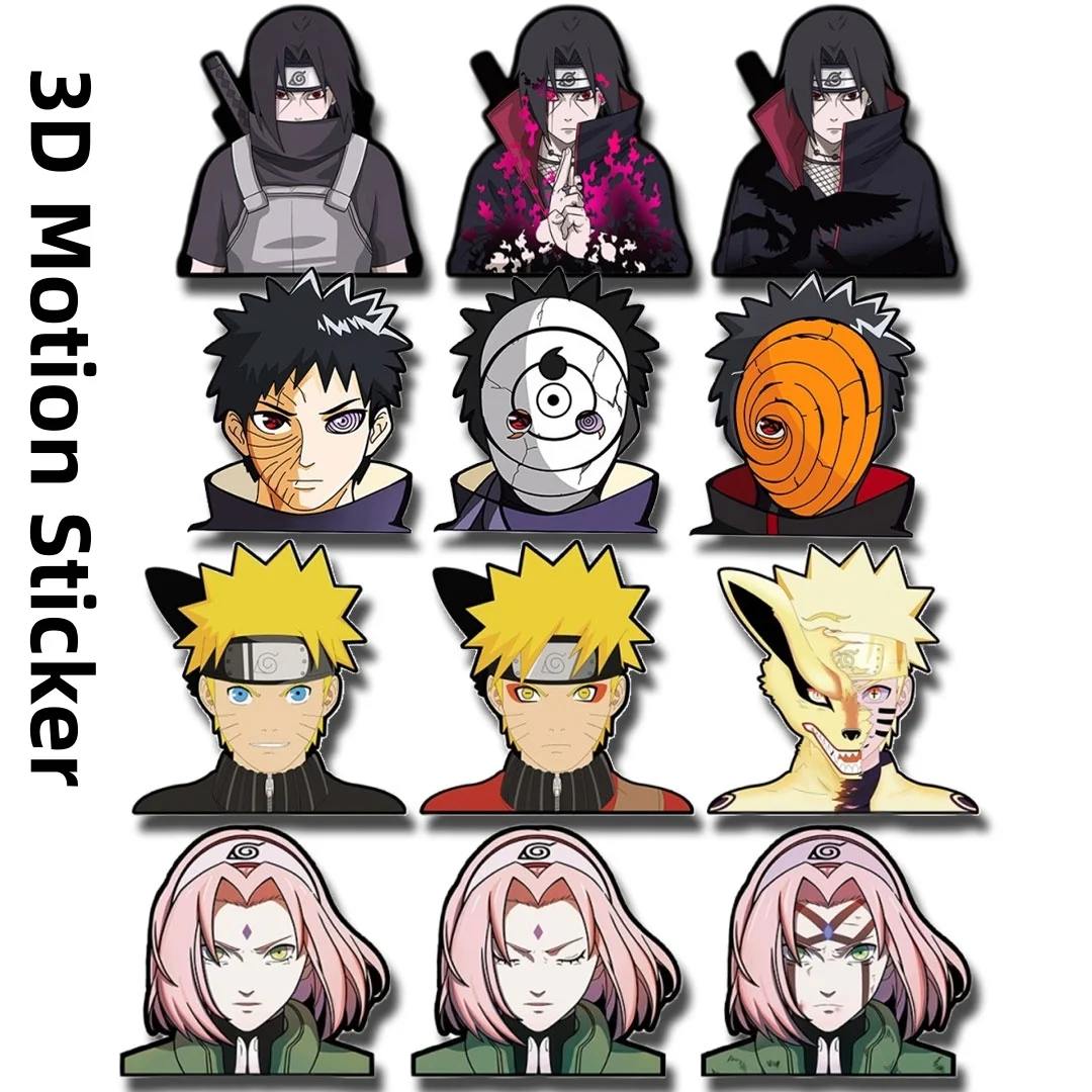 

Naruto 3D Motion Stickers Anime Lenticular Changing Decals for Car Windows,Laptops & Water Bottles, Ideal Gift for Naruto Fans