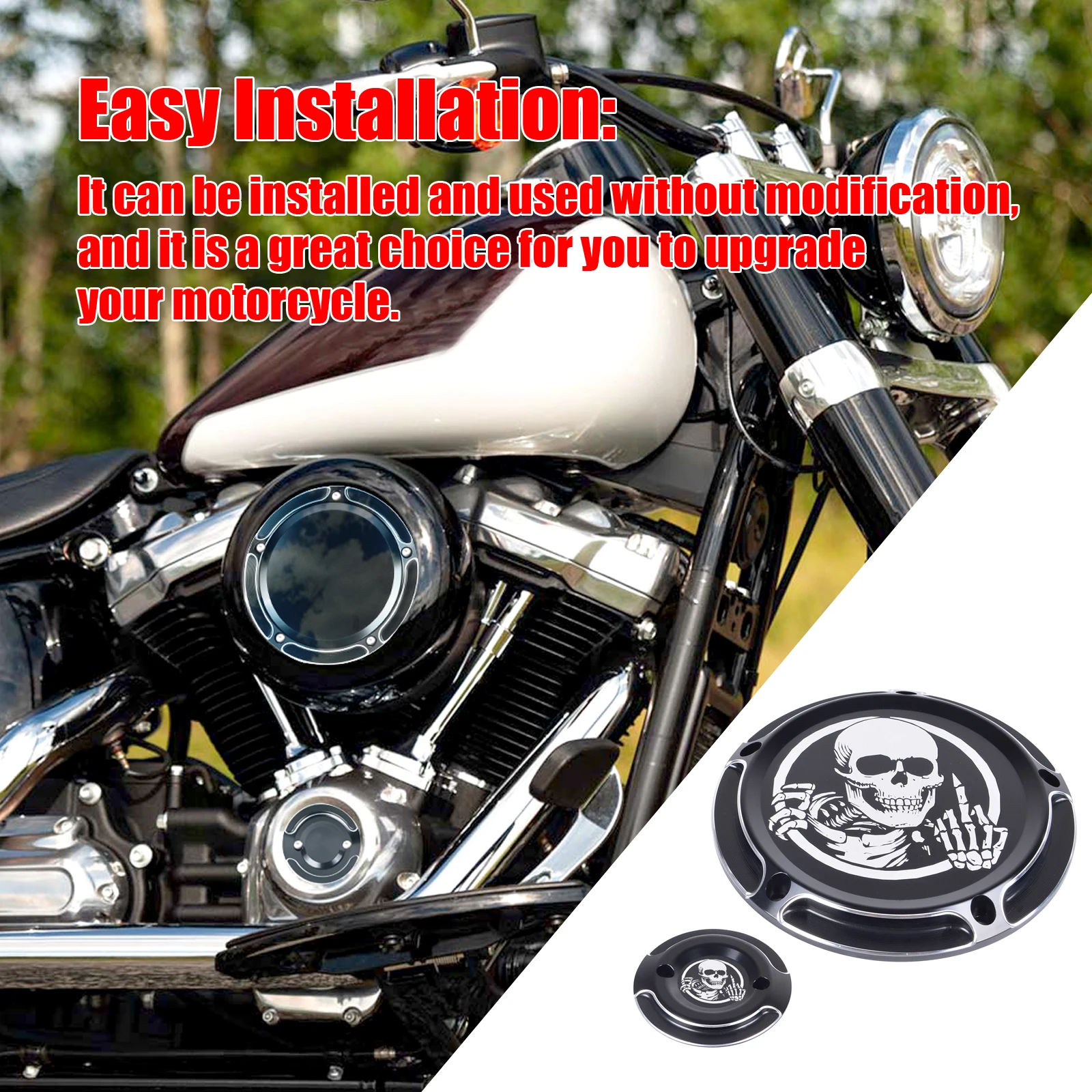 Skull Derby Timing Cover – High Quality Aluminum Engine Cover for Harley Road King – Motorcycle Accessories