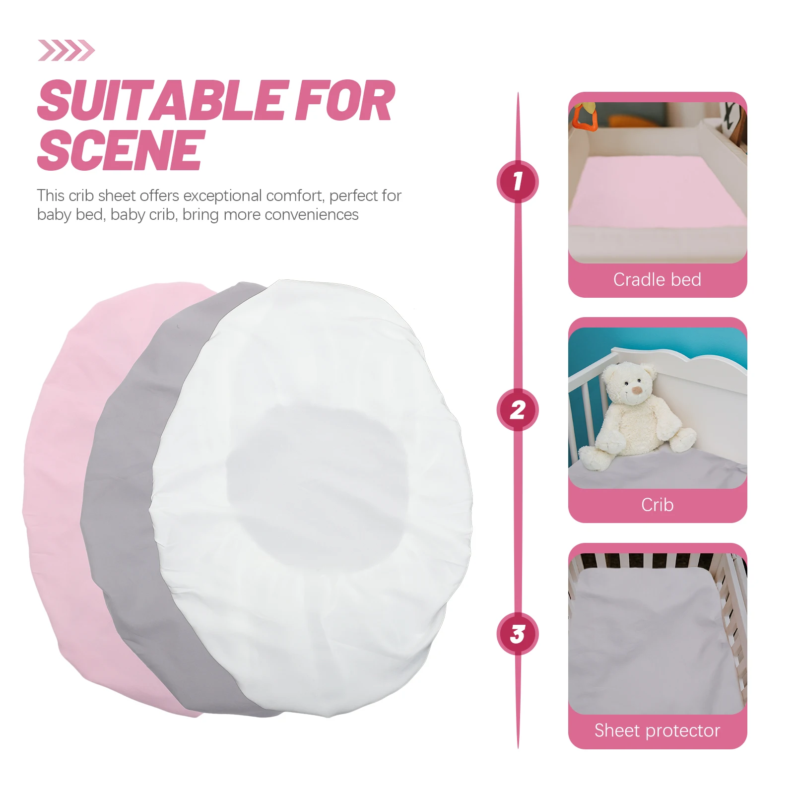 

3 pcs Microfiber Baby Fitted Sheets Bed Sheets Breathable Washable Reusable For Crib Toddler Mattress Protector Safe Comfortable