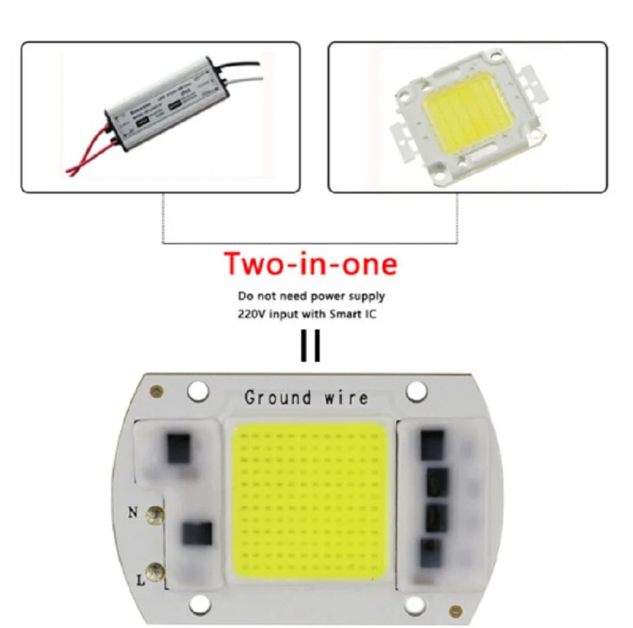 LED COB Lamp Bead 10W 20W 30W 50W AC 220V 240V IP65 Smart IC No Need Driver DIY Flood Light Led Bulb Spotlight Outdoor Chip Lamp