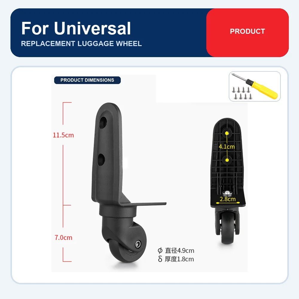 Rear Replacement Luggage Wheel For Universal Suitcase Durable Silent Smooth Rolling Caster Repair Part