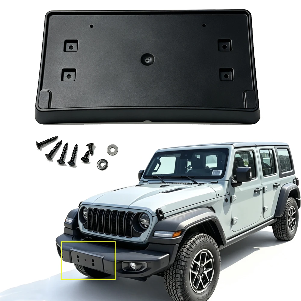 For Jeep Wrangler JL Gladiator JT 2018-2025 10th Anniversary Style Front License Plate Frame Plastic Bumper License Tag Plate