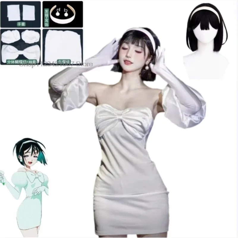 Anime Alien Stage Sua Cosplay Costume Women Cute White Dress Headwear Fancy Party Clothing Halloween Carnival Uniforms
