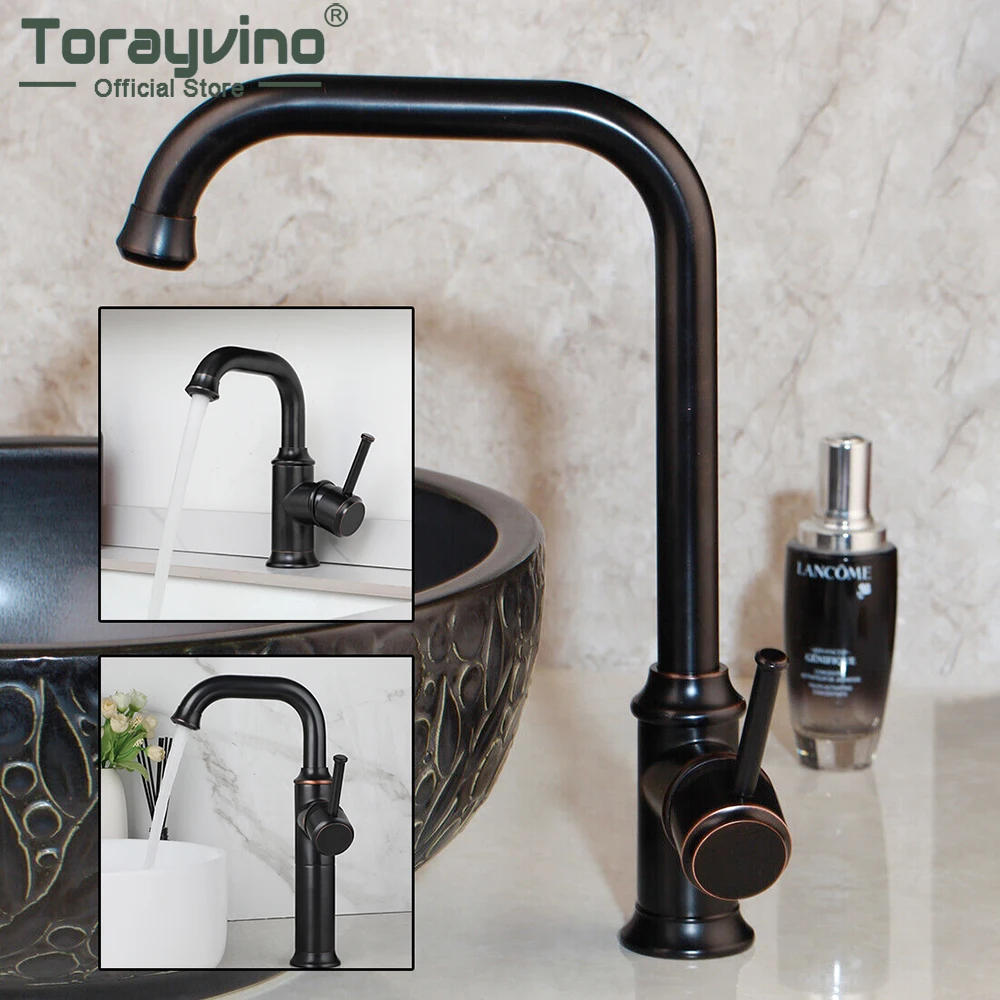 

Torayvino Bathroom Faucet Brass 1 Handle 360 Degree Swivel Spout Torneiras Deck Mount Basin Multifunctional Sink Mixer Water Tap