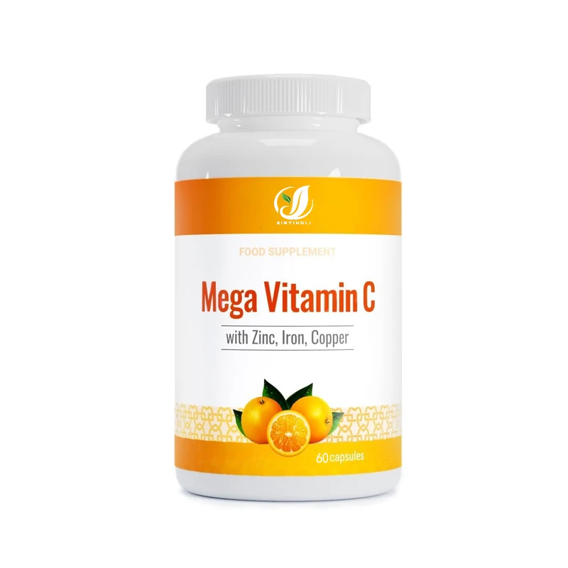 Vitamin C Capsules, Vitamin C and Zinc, Iron and Copper Supplements, 60 Capsules