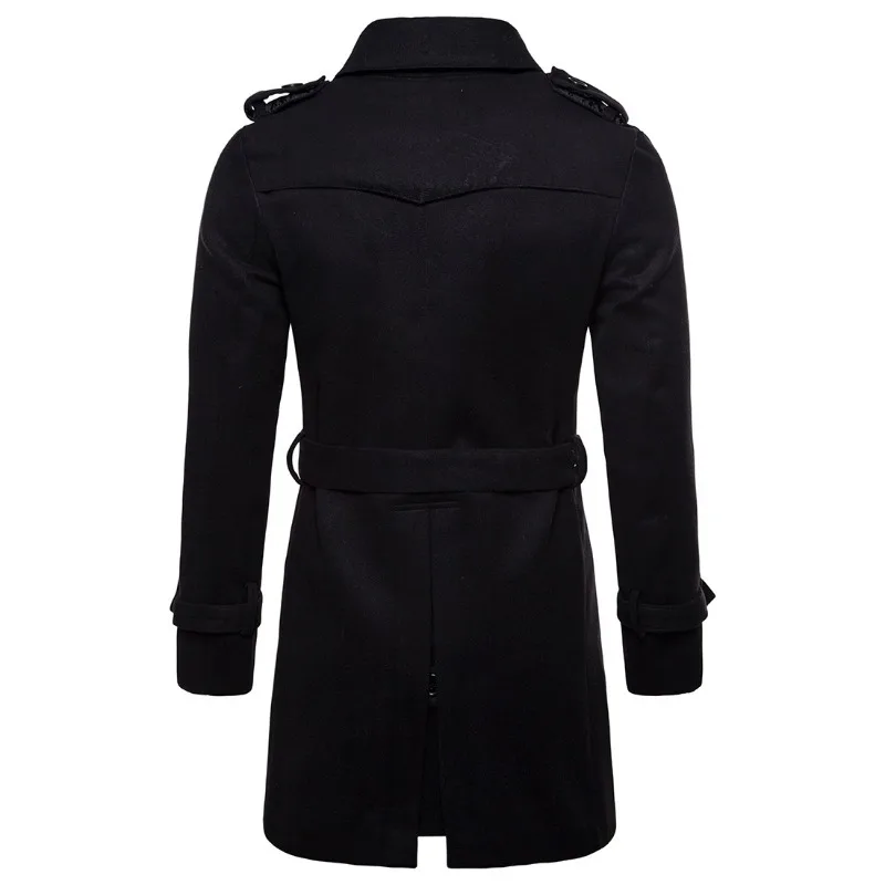 

Spring New Large-size Men's Clothing European and American Medium and Long Woolen Coat Casual Trench Coat