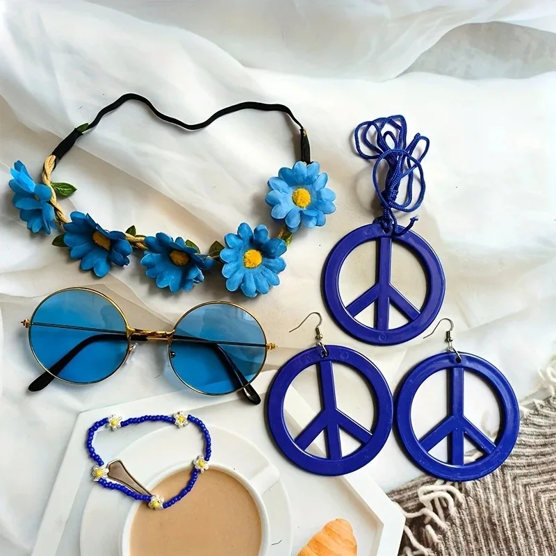 Halloween Hippie Cosplay Set – Friedenssymbol Kostüm