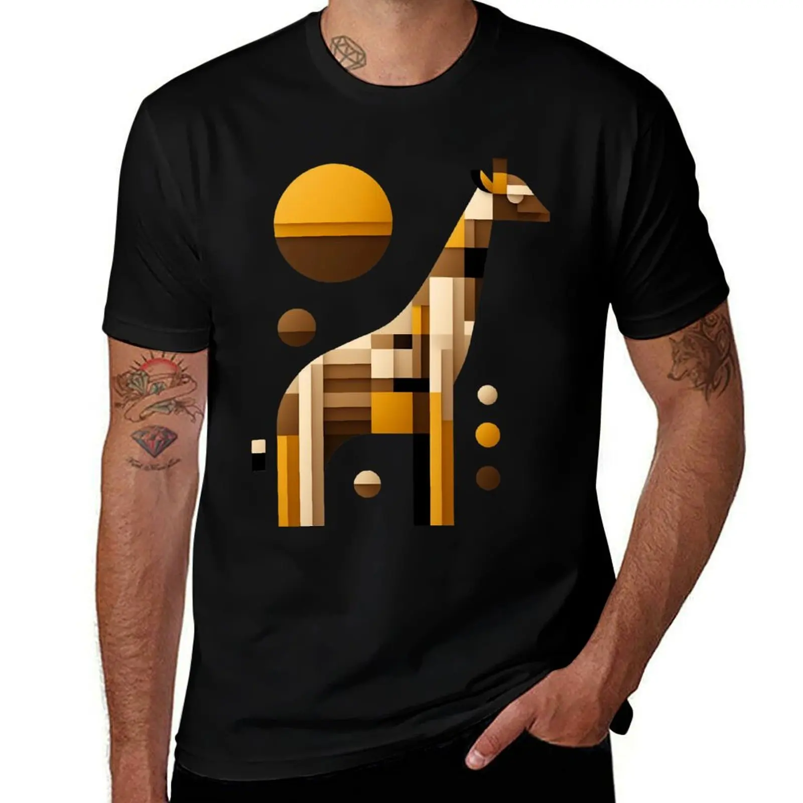 

Geometric giraffe T-Shirt t shirts for man graphic tees man t shirt cotton high quality