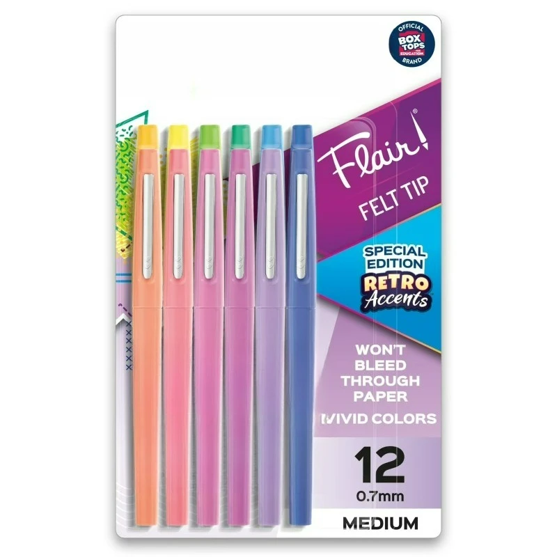 

Фломастеры Flair с фетровым наконечником # Набор маркеров Teacher Choice, средний наконечник, специальные цвета, 12 штук