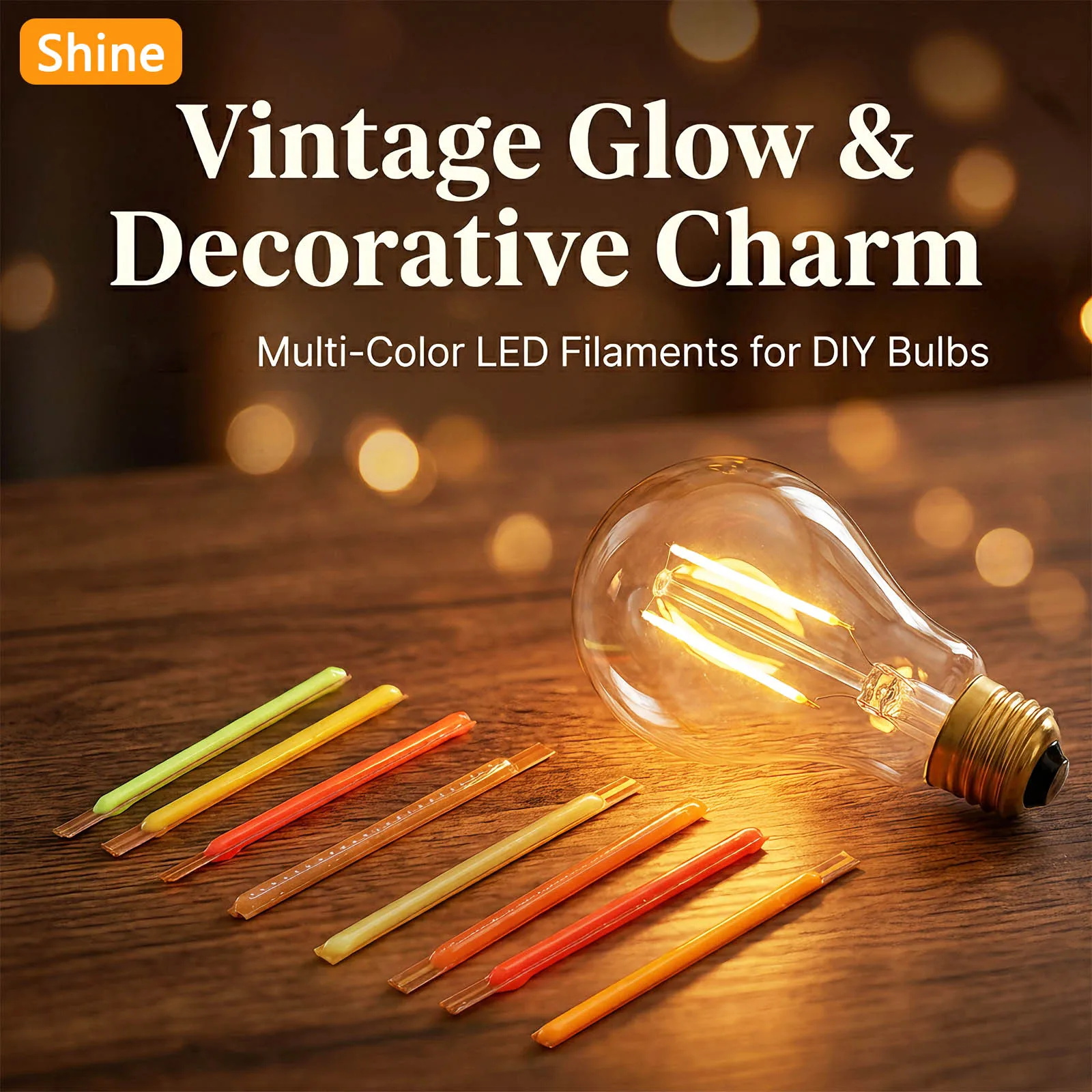 10pcs Color LED Hard Filament 45mm, DC3V Same Terminal Electrode Design, Outdoor and Indoor Retro Lamp Decoration and Production