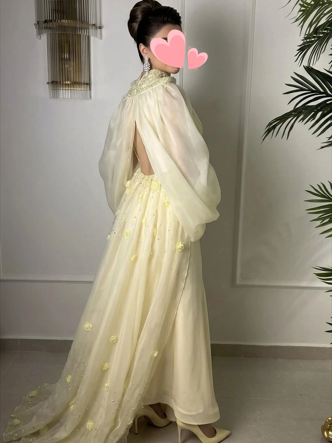 

Oisslec Dress Elegant Vintage Sweet Yellow Flowers Backless Stylish New Customize Formal Occasion Prom Dress Evening Party Gowns