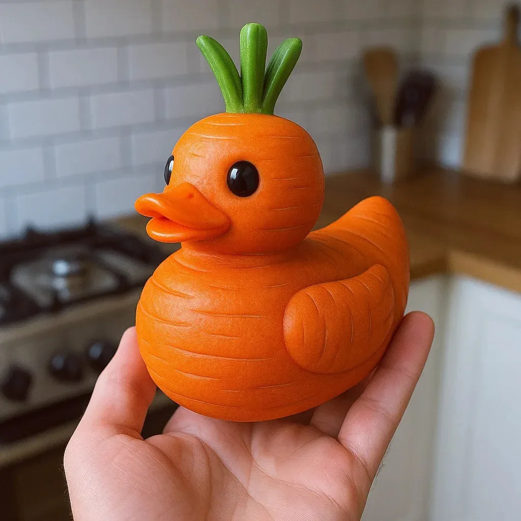 Adorable Cabbage Duck Figurine - Whimsical Vegetable Art, Creative Home Decor, Fun Gift for Animal & Garden Lovers