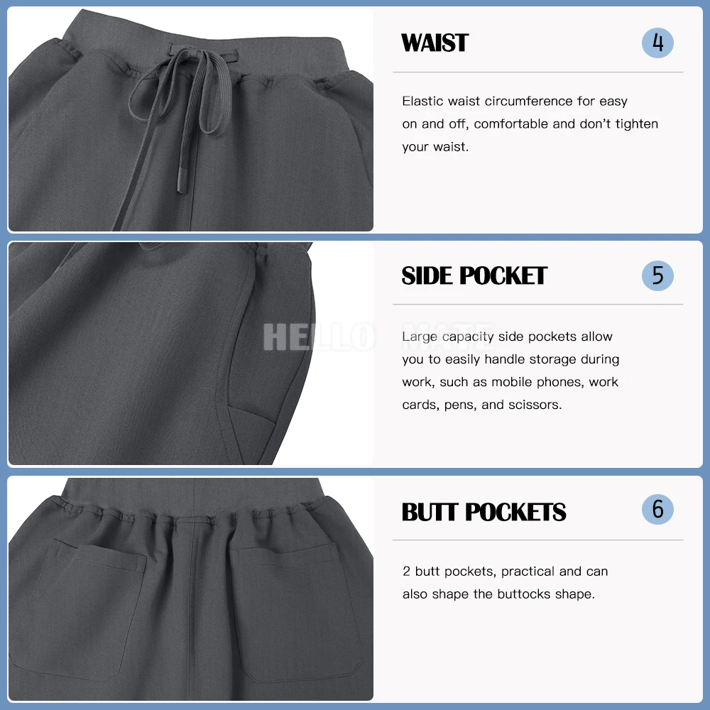 Medical Apparel Scrubs Set Uniform High-quality Anesthesiologist Work Clothes Women Summer Tops Pants Hospital Surgical Uniforms - view 5