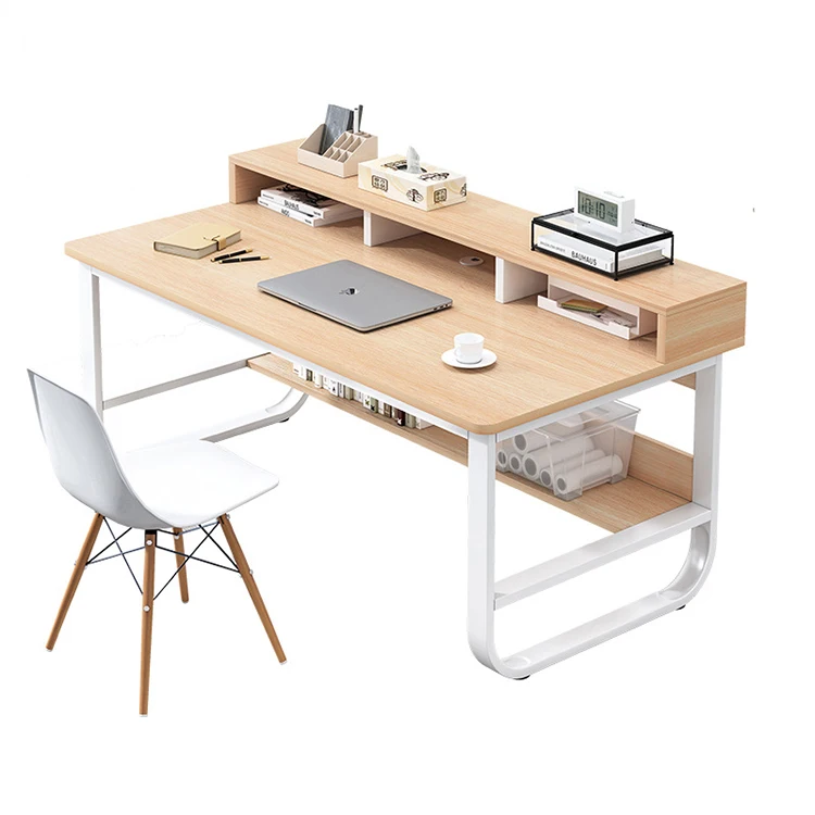 !@Modern Minimalist Desktop Desk Home Bedroom Study Desk U-leg with Storage Board