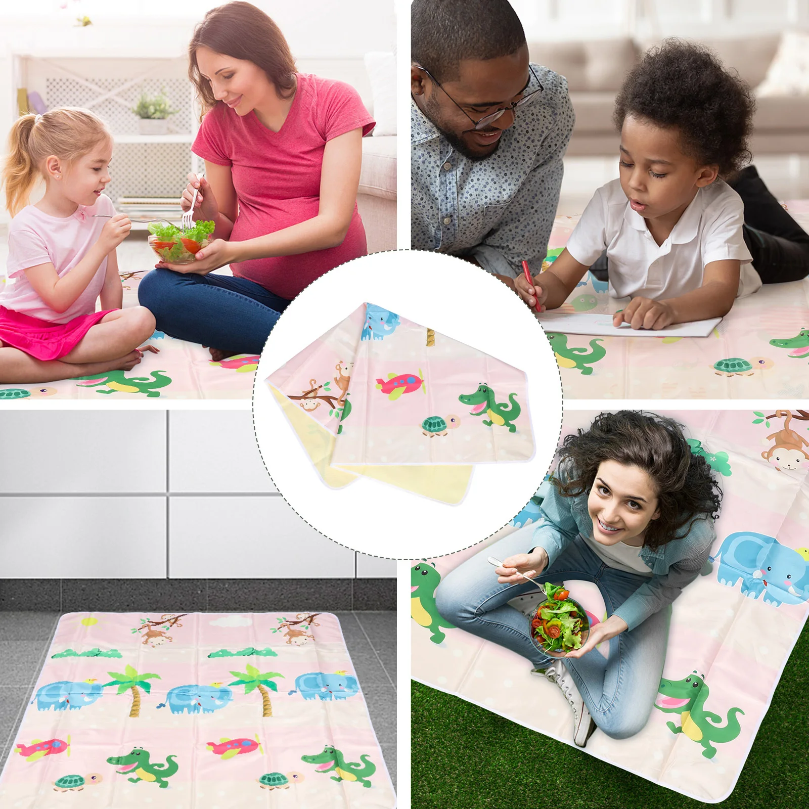 

Children Baby Mat Waterproof High Chair Floor Protector Playtime Picnic Cartoon Nonslip Food Catcher Floor Mat