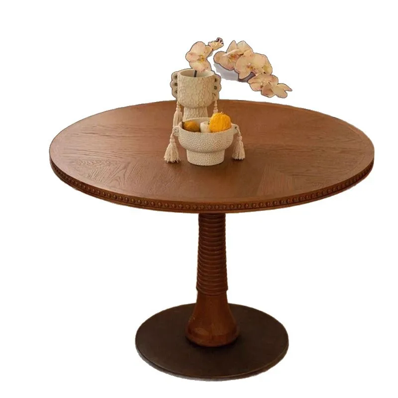 

French retro style solid wood dining table, advanced medium and ancient style multi-family small apartment table