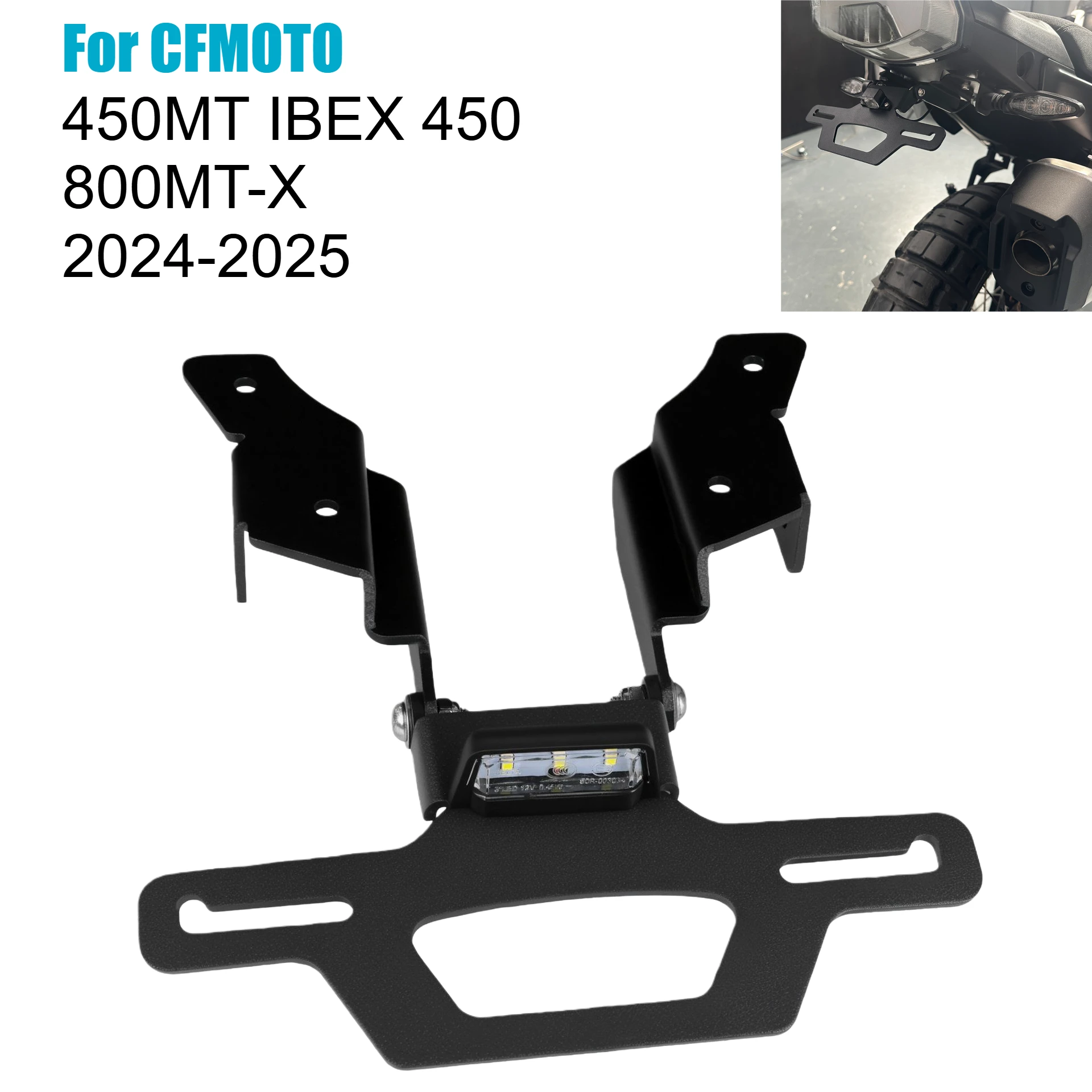 Motorcycle Hidden License Plate Holder Tail Tidy Fend er Eliminator With LED Light For CFM OTO 450MT IBEX 450 800MT-X 2024-2025
