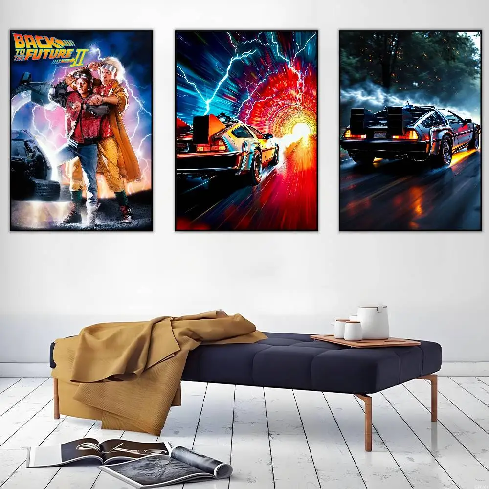 Film B-Back To The Future Trilogy Poster HD Sticky Wall Art Printing Waterproof Home Living Bed Room Bar Aesthetic Decor