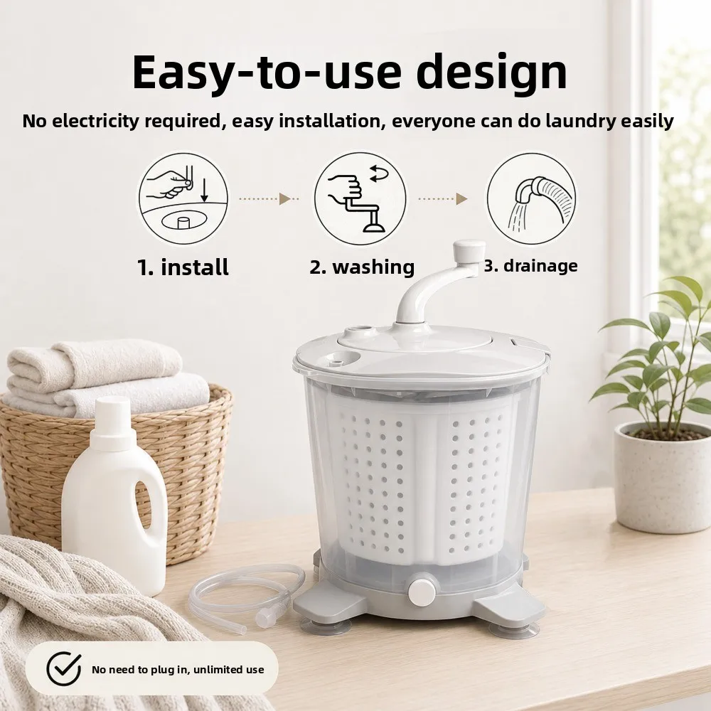 Manual washing machine all-in-one machine for washing underwear and socks plug-in-free suitable for student dormitories