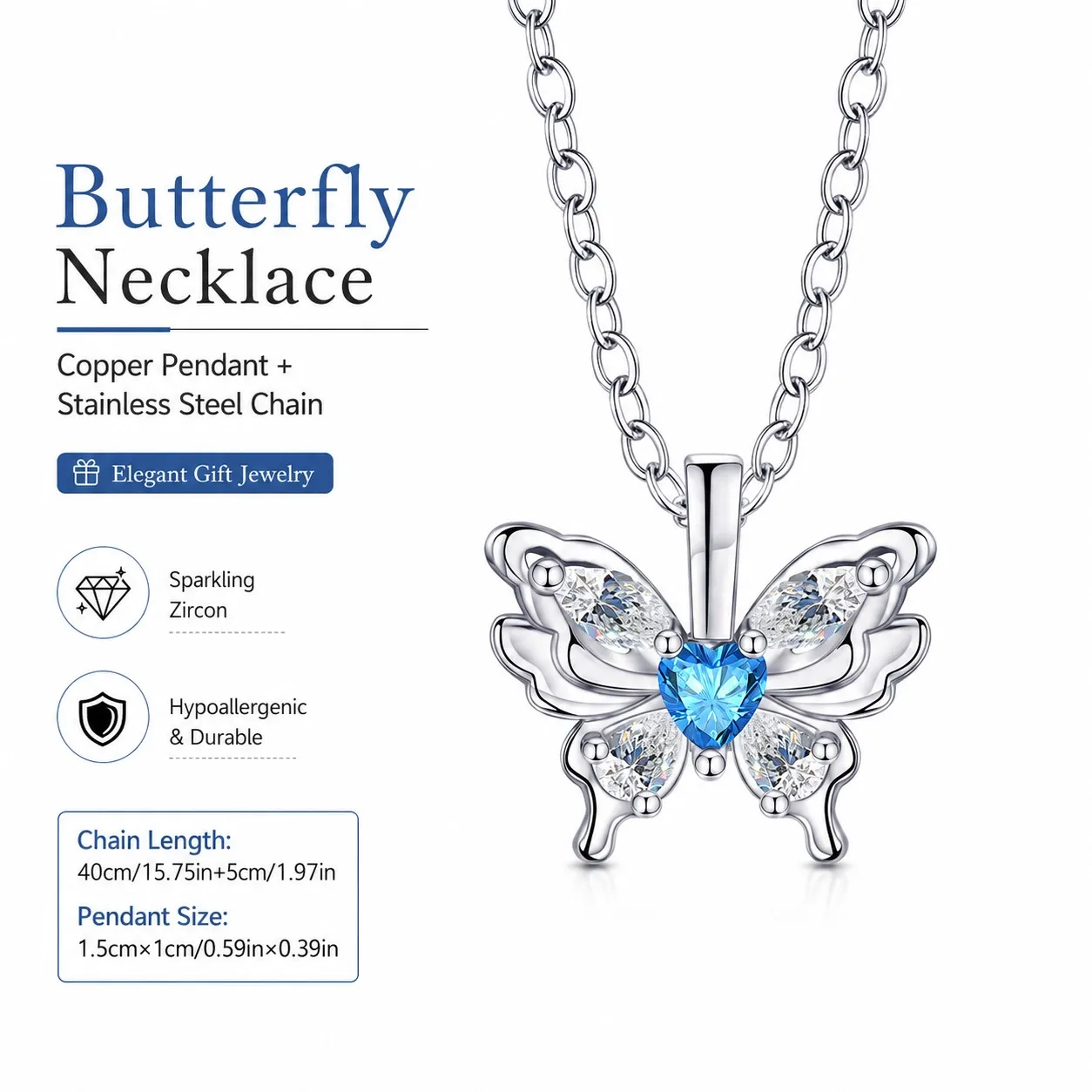 Butterfly Pendant Necklaces For Women Stainless Steel Chain Mother Birthday Valentine Christmas Gifts Wedding Jewelry