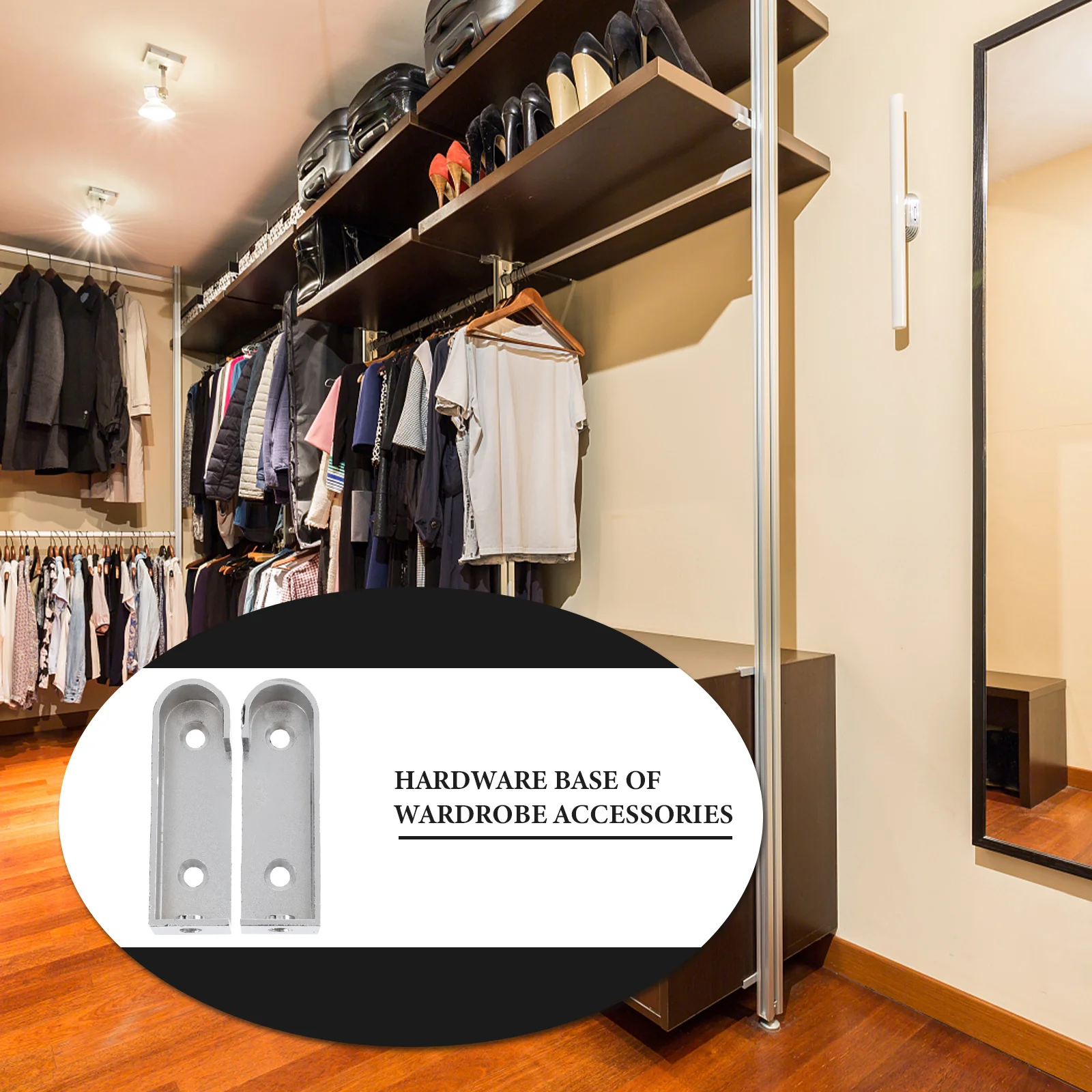 

2pcs Clothes Rod Bracket Silver Cast Metal Wardrobe Tube Support Furniture Hardware Hanging Rod Holder Mounting Included