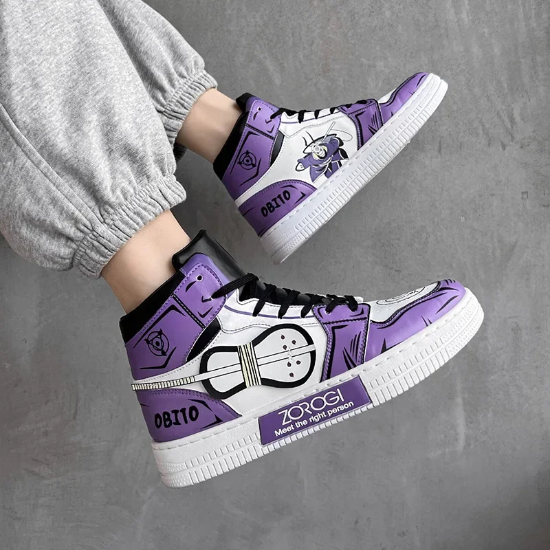 Anime obato cosplay shoes fashion casual purple high top sneakers for Men Women basketball sports shoes hip hop streetwear