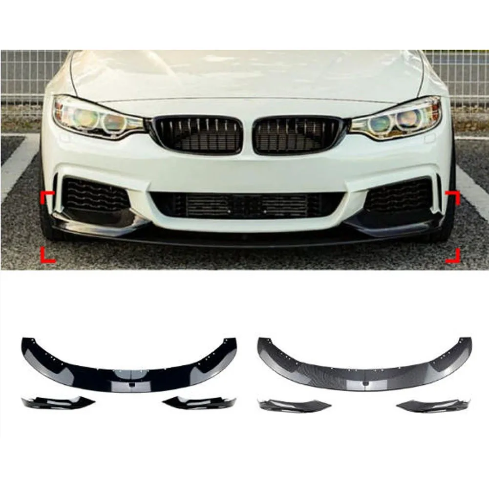 

For BMW 4 Series F32 F33 F36 435i M Sport 2014-2020 Front Bumper Spoiler Lip Carbon Fiber Look Lower Side Splitter Blade Cover