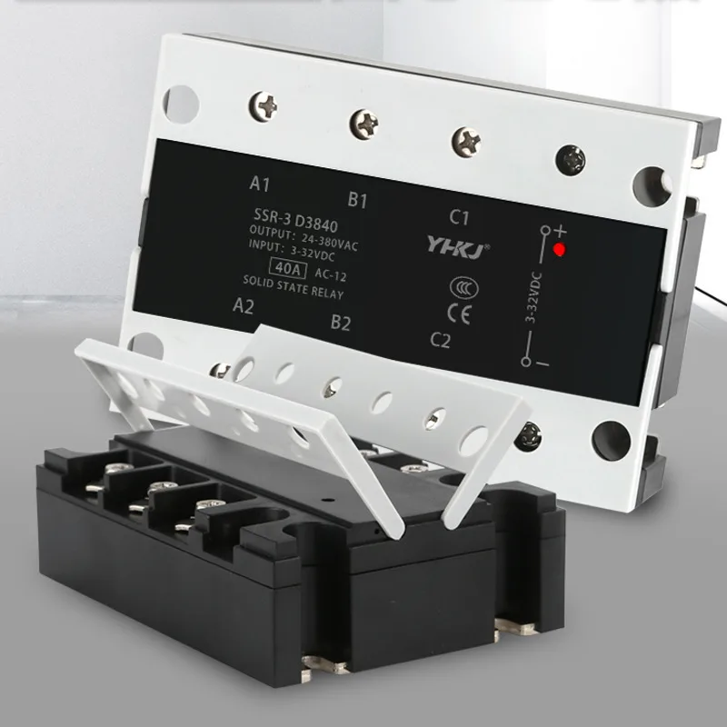 SSR-3 Three-Phase Solid State Relay Flip Cover Model DC Control AC D3840-100DA25A60A200A for Electrical Engineering