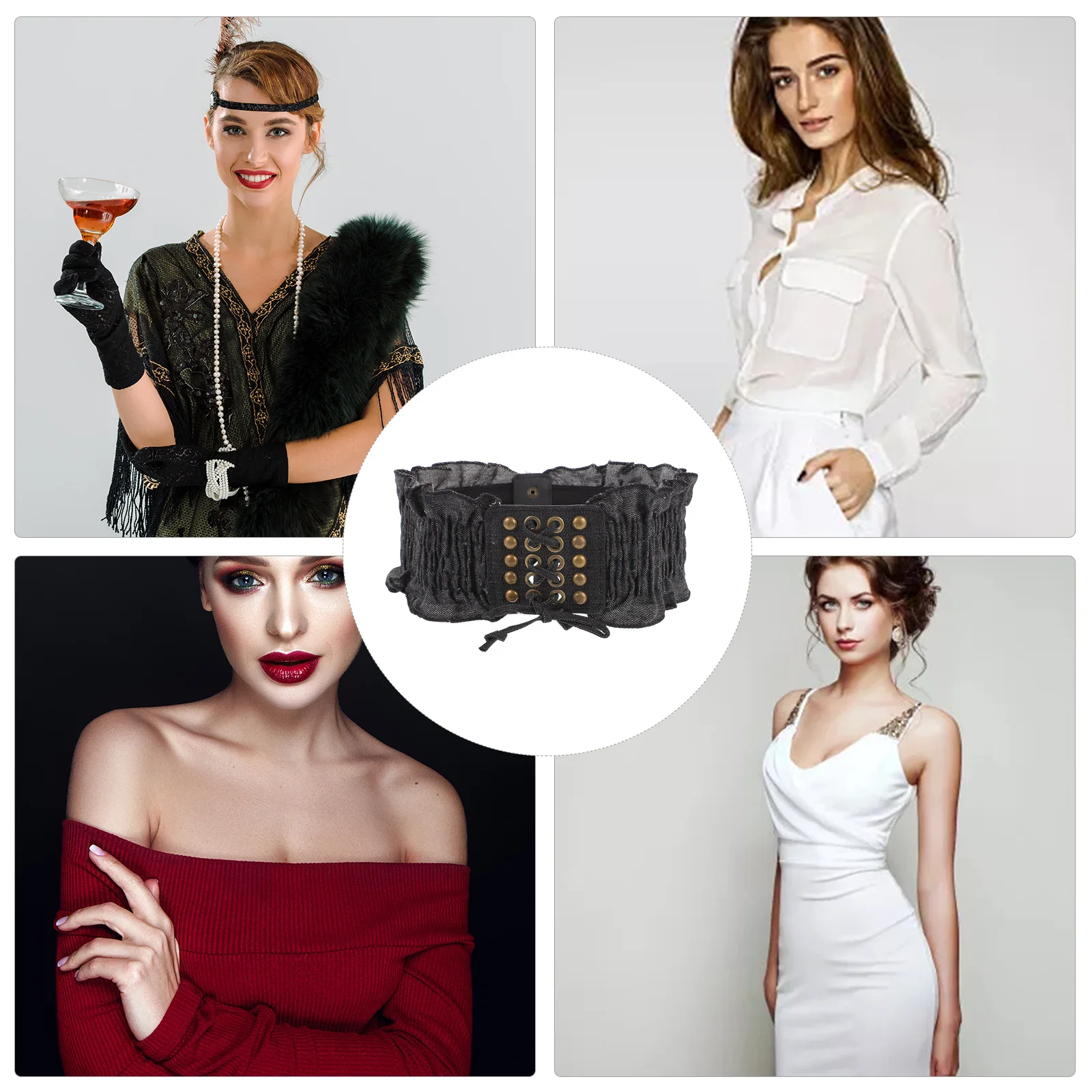 1 قطعة حزام الخصر الموضة مطاطا مكرامية الدنيم حزام قابل للتعديل مريحة للتنفس للنساء ارتداء اليومي حزام مرن