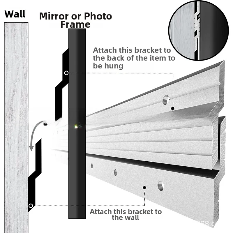 

Pendant Bracket Z-Shaped Aluminum Alloy Hanging Strips For Flush Mount Wall Art And Heavy Mirrors Hangers