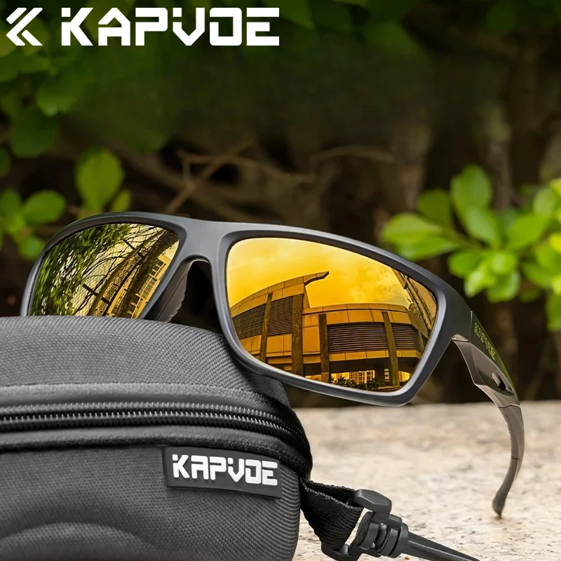 Kapvoe Anglerbrille Polarisierte Sonnenbrille für Herren Wanderbrille UV400-Linse HD-Linse Outdoor-Sonnenbrille 2026 Radfahrbrille